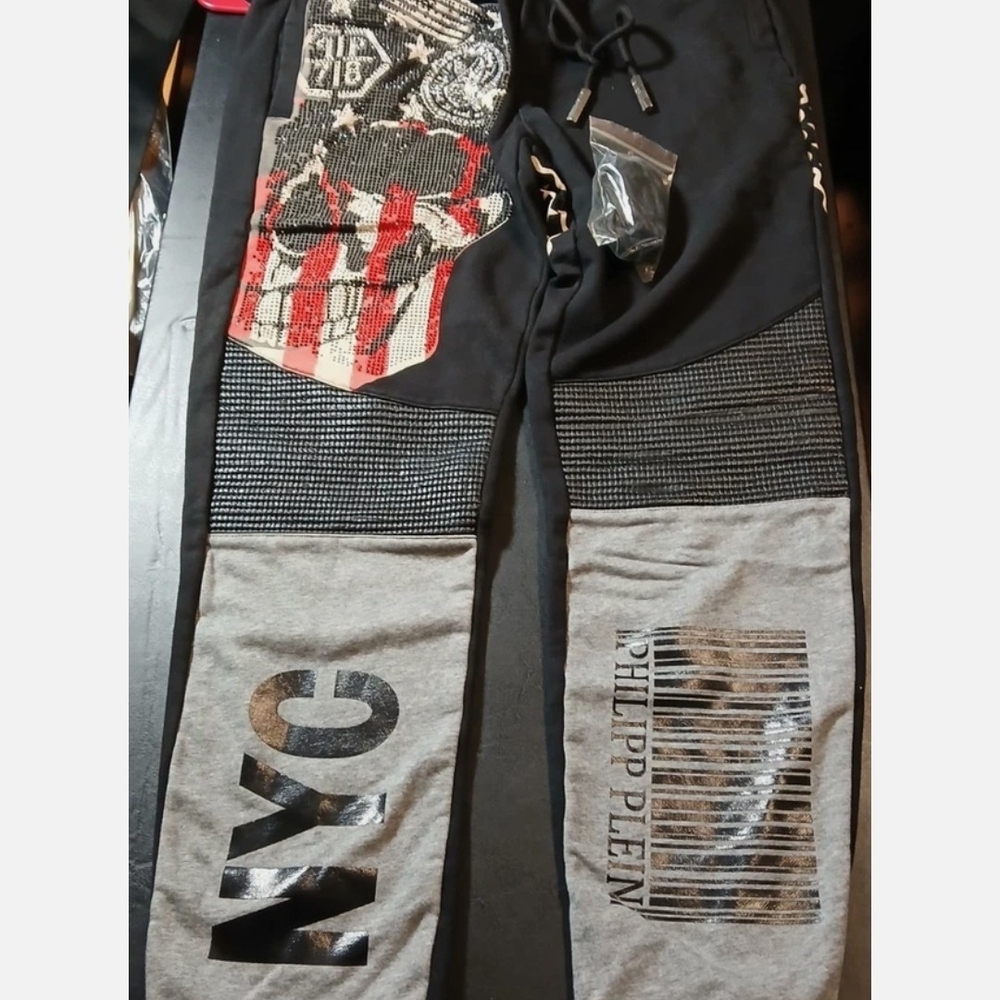Philipp Plein Homme Size L Men Jogger Pants Black,red,grey With Extra string